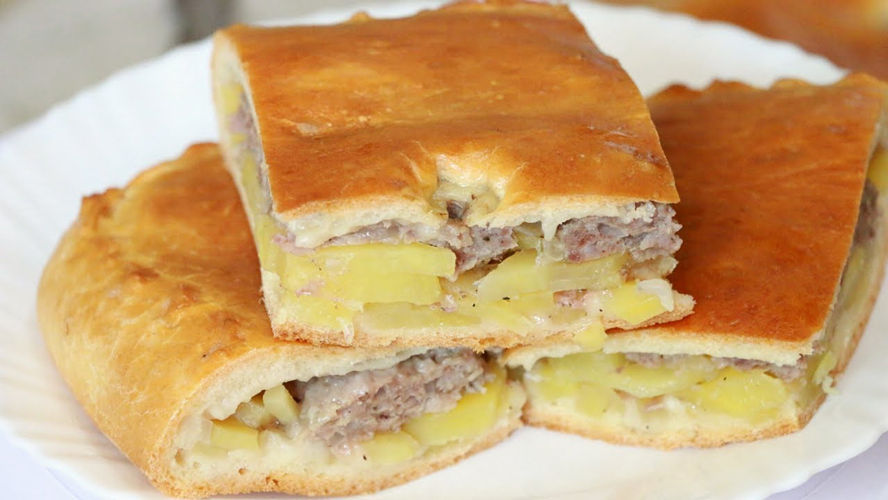 Пирог мясной с картошкой. Вкусный домашний пошаговый рецепт с фото.