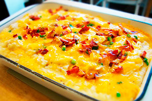 Mashed potato casserole.  Mashed potato casserole - quick, easy, delicious.  Lentil Mashed Potato Casserole