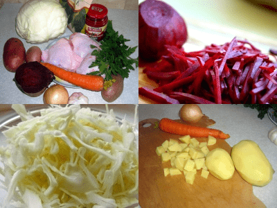 Borscht on a chicken bone.  How to cook delicious chicken borscht